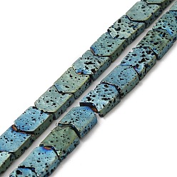 Green Plated Electroplated Natural Lava Rock Beads Strands, Arrow, Green Plated, 8~8.5x7x2.5mm, Hole: 0.9mm, about 56pcs/strand, 16.14''(41cm)
