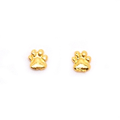 Golden Alloy Cabochons, for DIY Crystal Epoxy Resin Material Filling, Dog Paw Print, Golden, 5x4.5x1mm