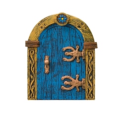 Dodger Blue Wood Elf Fairy Door Figurines Ornaments, for Garden Courtyard Tree Decoration, Dodger Blue, 100mm