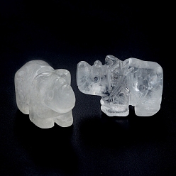 Quartz Crystal Natural Quartz Crystal Carved Healing Rhinoceros Figurines, Reiki Energy Stone Display Decorations, 26x20mm