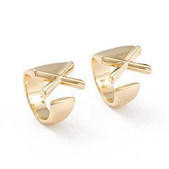 Letter X Brass Cuff Rings, Open Rings, Long-Lasting Plated, Real 18K Gold Plated, Letter.X, Size 6, 17mm