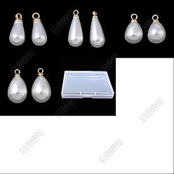 Doré  Pendentifs en perles en plastique ABS, charme de larme, avec boucle en alliage, or, 13~19x6~10mm, Trou: 1.6mm, 100 pièces 4 styles