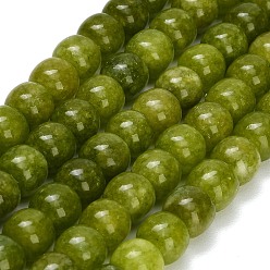 Olive Drab Dyed Natural White Jade Beads Strands, Barrel, Olive Drab, 10x8.5mm, Hole: 1mm, about 42pcs/strand, 14.57 inch(37cm)