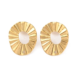 Golden 304 Stainless Steel Stud Earring Findings, Donut with Hole, Golden, 21.5x18mm, Hole: 1.5mm, Pin: 0.8mm