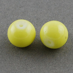 Champagne Yellow Painted Glass Bead Strands, Baking Paint, Round, Champagne Yellow, 8mm, Hole: 1.3~1.6mm, about 100pcs/strand, 31.4 inch
