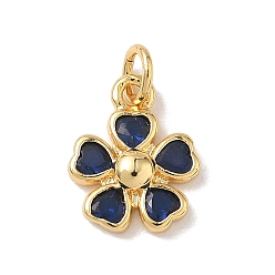 Темно-Синий Латунные микро проложить кубического циркония подвески, , стойки покрытие, долговечный, без кадмия и без свинца, реальный 18 k позолоченный, темно-синий, 13.5x11x3 мм, отверстие : 3.5 мм
