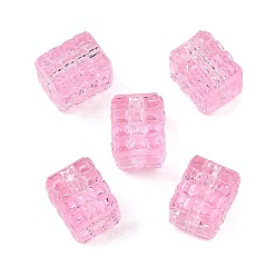 Pink Прозрачный бисер cmолой, кубоид, граненые, розовые, 9x7x7 мм, отверстие : 1.6 мм
