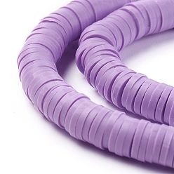 Plum Flat Round Eco-Friendly Handmade Polymer Clay Beads, Disc Heishi Beads for Hawaiian Earring Bracelet Necklace Jewelry Making, Plum, 8x0.5~1mm, Hole: 2mm, about 380~400pcs/strand, 17.7 inch