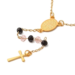 Персиковый Слойка 201 Женские четки из нержавеющей стали и стекла, золотые, розовые, 21.65 дюйм (55 см)