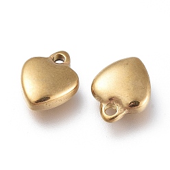 Golden 304 Stainless Steel Charms, Heart, Golden, 7.5x6.5x2.7mm, Hole: 1mm