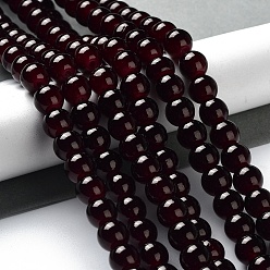 Coconut Brown Imitation Jade Glass Beads Strands, Spray Painted, Round, Coconut Brown, 8mm, Hole: 1.3~1.6mm, about 100pcs/strand, 31.4 inch