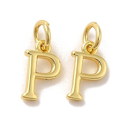 Letter P Pendentifs en laiton, avec anneau de saut, lettre p, 10.5x6x1.5mm, anneau: 5x1 mm, diamètre intérieur: 3 mm
