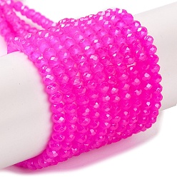 Фуксин Запекание гальванических нитей стеклянных бусин, AB цвет, граненые, рондель, фуксиново-красные, 10x8 мм, отверстие : 1 мм, около 63~65 шт / нитка, 18.90'' (48~50 см)