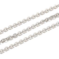 Platinum Rhodium Plated 925 Sterling Silver Flat Cable Chains, Soldered, Platinum, Link:2.05x1.7x0.5mm