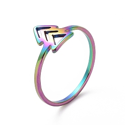 Rainbow Color Ионное покрытие (ip) 201 кольцо со стрелкой из нержавеющей стали для женщин, Радуга цветов, размер США 6 1/2 (16.9 мм)