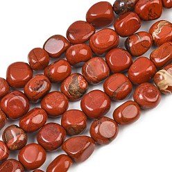 Jaspe Rouge Rouge naturel perles de jaspe brins, nuggets, 9~11x8~10x6~10mm, Trou: 0.8mm, Environ 18~19 pcs/chapelet, 6.89~7.28'' (17.5~18.5 cm)