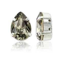 40010 Black Diamond Пришивные чашки preciosa® maxima crystal, многожильных ссылки, чешский хрусталь, с настройками латуни, 719 37 414 груша в стиле барокко, серебряные, 40010 черный бриллиант, 14x10 мм