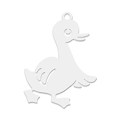 Stainless Steel Color 201 Stainless Steel Pendants, Laser Cut, Duck, Stainless Steel Color, 27x19.5x1mm, Hole: 1.6mm
