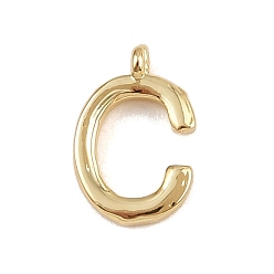Letter C Латунь прелести, стойки покрытие, долговечный, без кадмия и без свинца, реальный 18 k позолоченный, буква С, 9x6x1.3 мм, отверстие : 0.8 мм