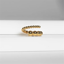 JZ0045 Chic French Style 14K Gold Plated Copper Bead Ring for Women - Elegant and Fashionable