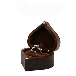 Tierra de siena Cajas de almacenamiento de madera para anillos de corazón de amor, con cierres magnéticos y terciopelo en el interior, tierra de siena, 6.5x6x3.5 cm