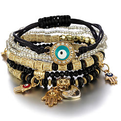 Black B0045-1 Fashionable European and American handmade bead multi-layer bracelet - eye bead temperament.