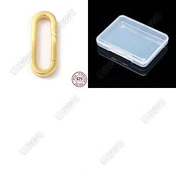 Real 18K Gold Plated 2Pcs 925 Sterling Silver Spring Gate Rings, Oval, Real 18K Gold Plated, 21.5x8x2.5mm