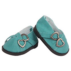Light Sea Green Cloth Doll Shoes, with Heart Button, for 18 "American Girl Dolls Accessories, Light Sea Green, 70x42x30mm