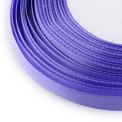 Средний Фиолетовый Односторонняя атласная лента, Полиэфирная лента, средне фиолетовый, 1/4 дюйм (6 мм), около 25 ярдов / рулон (22.86 м / рулон), 10 рулоны / группа, 250yards / группа (228.6 м / группа)