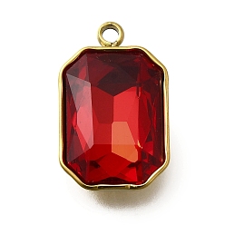 Светло-сиамский 304 подвески из нержавеющей стали, со стразами, реальный 18 k позолоченный, ионное покрытие (ip), прямоугольные, Light Siam, 18.5x11.5x5.5 мм, отверстие : 1.8 мм