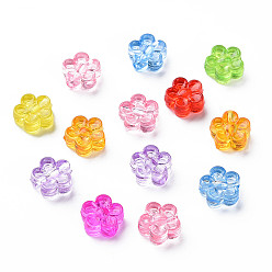 Mixed Color Transparent Acrylic Beads, Flower, Mixed Color, 8x8.5x3.5mm, Hole: 1.6mm, about 3305~3504pcs/500g