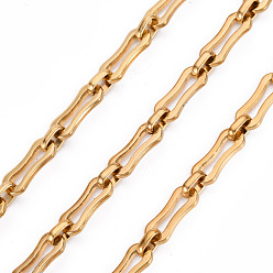 Real 18K Gold Plated 304 Stainless Steel Link Chains, with Spool, Unwelded, Nickel Free, Real 18K Gold Plated, 14x6x1.5mm, 6.5x4.5x2mm, about 32.81 Feet(10m)/roll