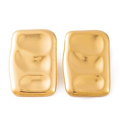 Golden Ion Plating(IP) Rectangle 304 Stainless Steel Stud Earrings for Women, Golden, 30x19mm