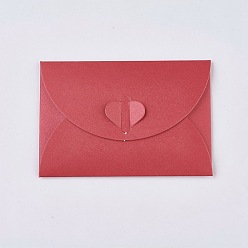 FireBrick Retro Colored Pearl Blank Mini Paper Envelopes, Wedding Party Invitation Envelope, DIY Gift Envelope, Heart Closure Envelopes, Rectangle, FireBrick, 7.2x10.5cm