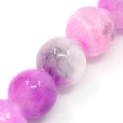 Magenta Natural Persian Jade Beads Strands, Dyed, Round, Magenta, 8mm, Hole: 1.2~1.5mm, about 50pcs/strand, 16 inch