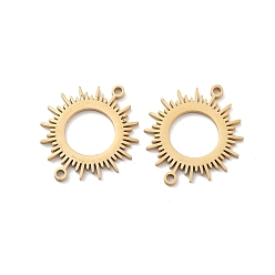 Золотой Ионное покрытие (IP) 304 Подвески с полым соединителем из нержавеющей стали, солнечные ссылки, золотые, 16x19x1 мм, отверстие : 1.2 мм