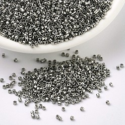 (DB0021) Никелированный Бусины miyuki delica, цилиндр, японский бисер, 11/0, (дБ 0021) никелированный, 1.3x1.6 мм, отверстие : 0.8 мм, Около 2000 шт / 10 г
