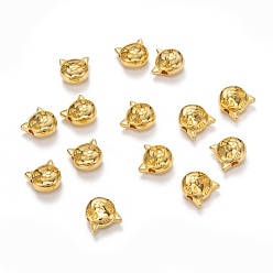 Golden Tibetan Style Alloy Kitten Beads, Cat Head, Lead Free & Cadmium Free, Golden, 8x8x5mm, Hole: 2mm