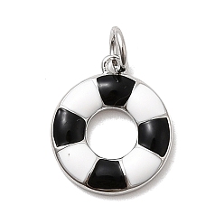 Черный Латунь эмаль подвески, кольцо для плавания, стойки покрытие, долговечный, без кадмия и без свинца, платина, с целью перехода в кольце, чёрные, 15x13x2 мм, отверстие : 3 мм