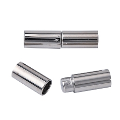 Stainless Steel Color 304 Stainless Steel Bayonet Clasps, Column, Stainless Steel Color, 18~20x5mm, Hole: 4mm