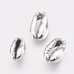 Silver Electroplated Shell Beads, Cowrie Shells, Silver, 12~19x8~13x4~6mm