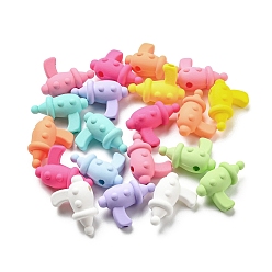 Mixed Color Rubberized Style Opaque Acrylic Beads, Gun, Mixed Color, 18x25x12mm, Hole: 2.8mm