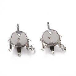 Stainless Steel Color 304 Stainless Steel Stud Earring Settings, Prong Earring Settings, with Loop, Flat Round, Stainless Steel Color, Fit for 8mm Rhinestone, 10x7mm, Hole: 1.8mm, Pin: 0.8mm
