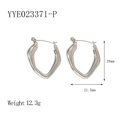 Серебро Французские винтажные серьги-кольца из нержавеющей стали, серебряные, 28x21.5 мм