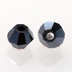 Hematite Plated Grade AAA Electroplate Glass Beads Spacers, Faceted Bicone, Hematite Plated, 3x2mm, Hole: 0.5mm, about 600pcs/bag