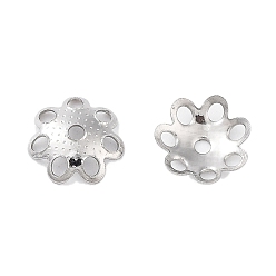 Stainless Steel Color 316 Stainless Steel Bead Cap, Flower Multi-Petal, Stainless Steel Color, 7x7x1.5mm, Hole: 1mm