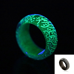 Black Luminous Glow in the Dark Resin Simple Finger Ring, Black, US Size 8(18.1mm)