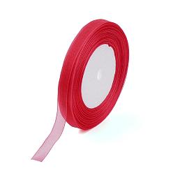 Red Organza Ribbon, Red, 3/8 inch(10mm), 50yards/roll(45.72m/roll), 10rolls/group, 500yards/group(457.2m/group)
