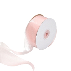 Pink 9M Polyester Organza Ribbon, for DIY Veils Blushers Fascinators, Stage Set, Bowknot Making, Pink, 1 inch(25mm), about 9.84 Yards(9m)/roll