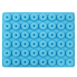 Deep Sky Blue 48-Cavity Silicone Donut Wax Melt Molds, For DIY Wax Seal Beads Craft Making, Deep Sky Blue, 199x151x12mm
